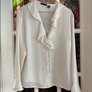 Vintage cream coloured ruffled blouse.